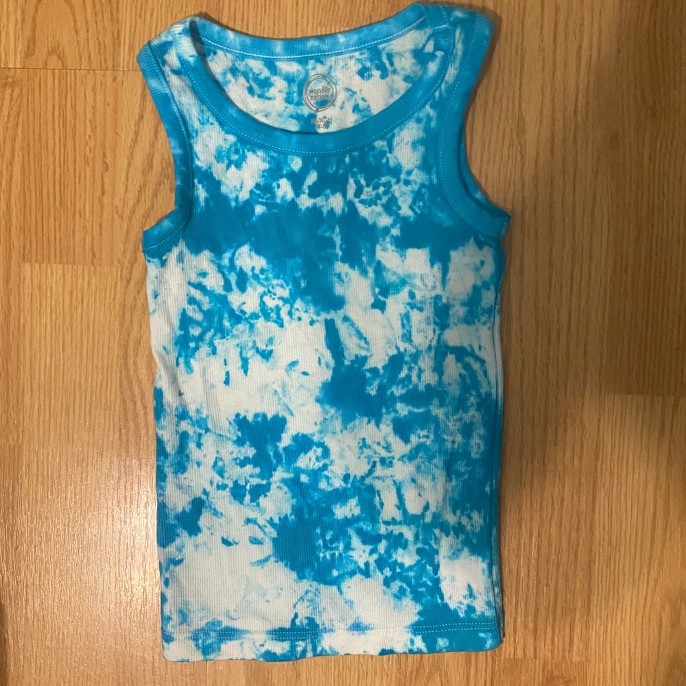 Blue tie dye tank top crop top